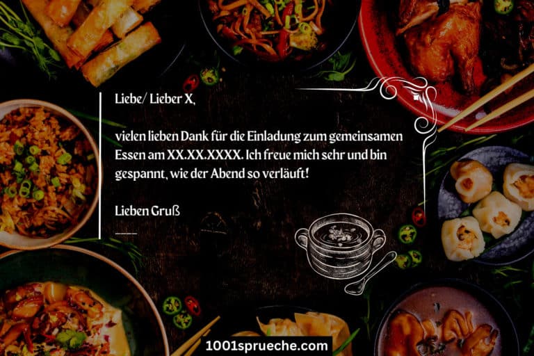 Dank Für Einladung Zum Essen Danke für die Einladung: Texte | Musterbeispiele | Gratis Vorlage