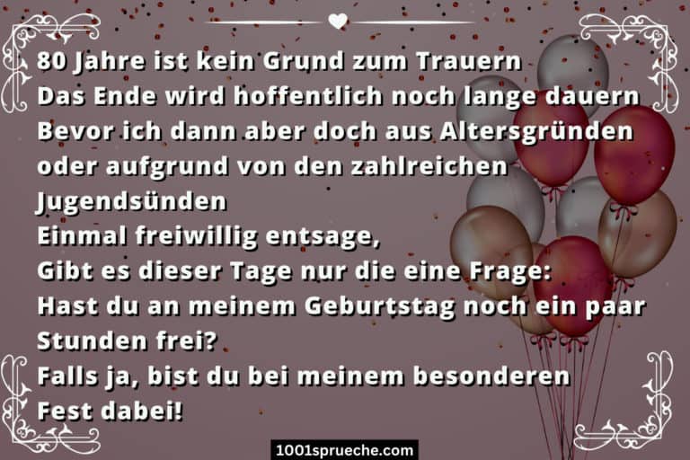 Einladungstext 80. Geburtstag 16 Mustervorlagen & Sprüche 2021