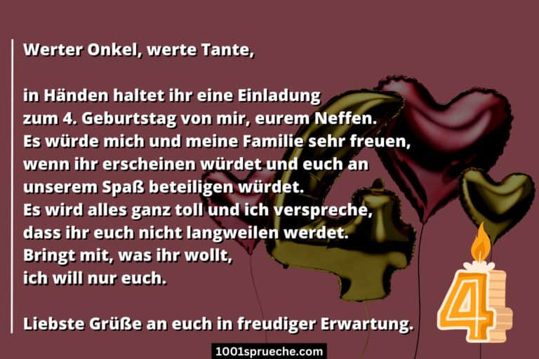 Einladungstext 4. Geburtstag 12 Mustervorlagen & Sprüche 2021